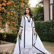 DILBAR – WHITE | Georgette Suit Set with Crepe Lining