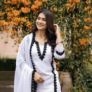 DILBAR – WHITE | Georgette Suit Set with Crepe Lining