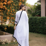 DILBAR – WHITE | Georgette Suit Set with Crepe Lining