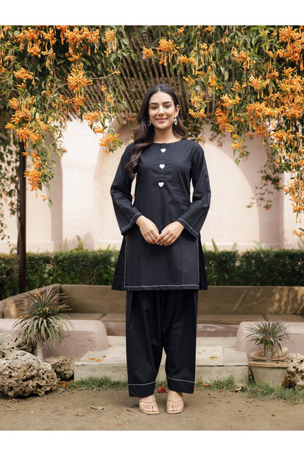 AABROO – BLACK | Premium Cotton Poplin Kurta Set