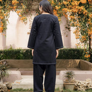 AABROO – BLACK | Premium Cotton Poplin Kurta Set