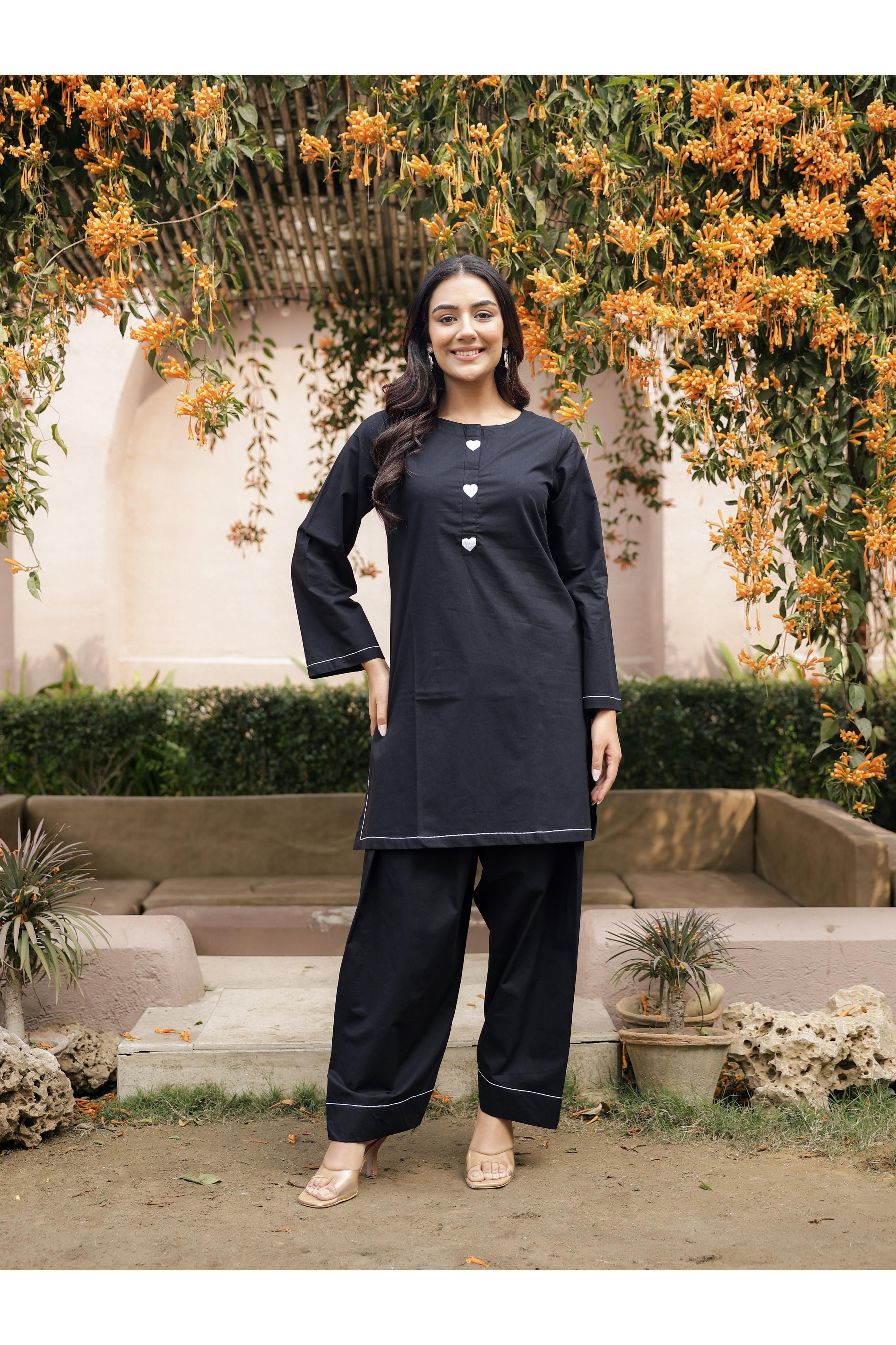 AABROO – BLACK | Premium Cotton Poplin Kurta Set
