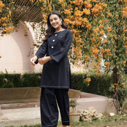 AABROO – BLACK | Premium Cotton Poplin Kurta Set