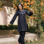 AABROO – BLACK | Premium Cotton Poplin Kurta Set