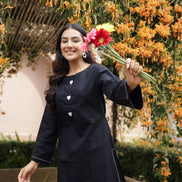 AABROO – BLACK | Premium Cotton Poplin Kurta Set