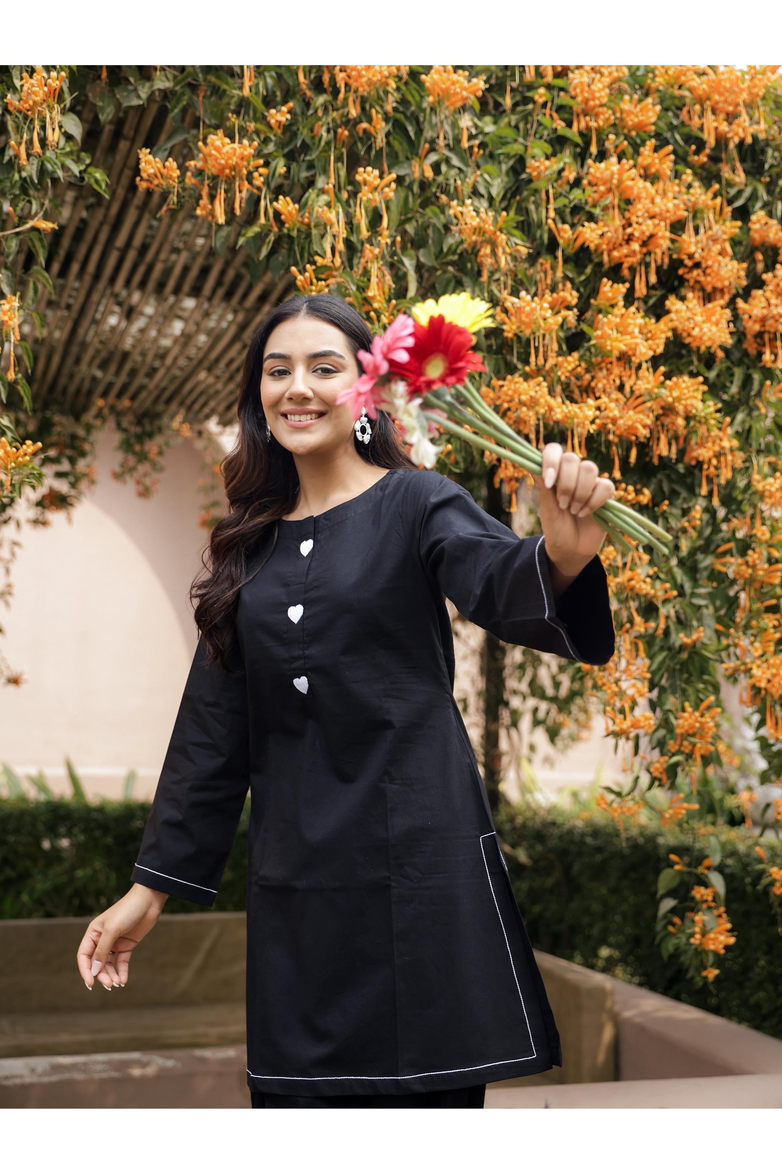 AABROO – BLACK | Premium Cotton Poplin Kurta Set