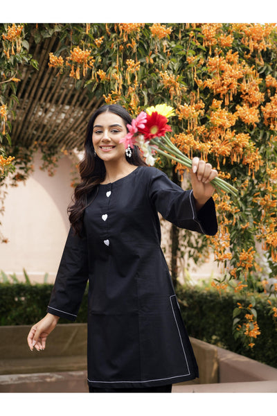 AABROO – BLACK | Premium Cotton Poplin Kurta Set