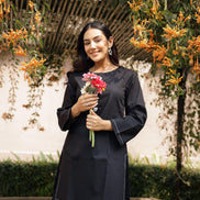 AABROO – BLACK | Premium Cotton Poplin Kurta Set