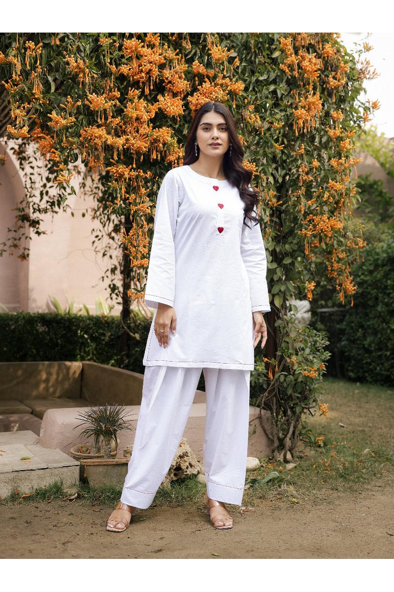 AABROO – WHITE | Premium Cotton Poplin Kurta Set