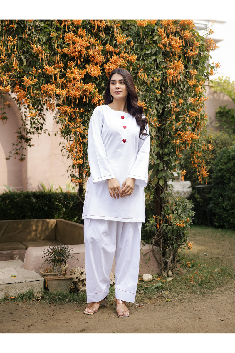 AABROO – WHITE | Premium Cotton Poplin Kurta Set