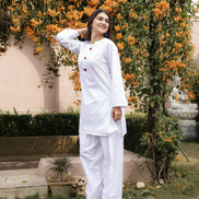 AABROO – WHITE | Premium Cotton Poplin Kurta Set