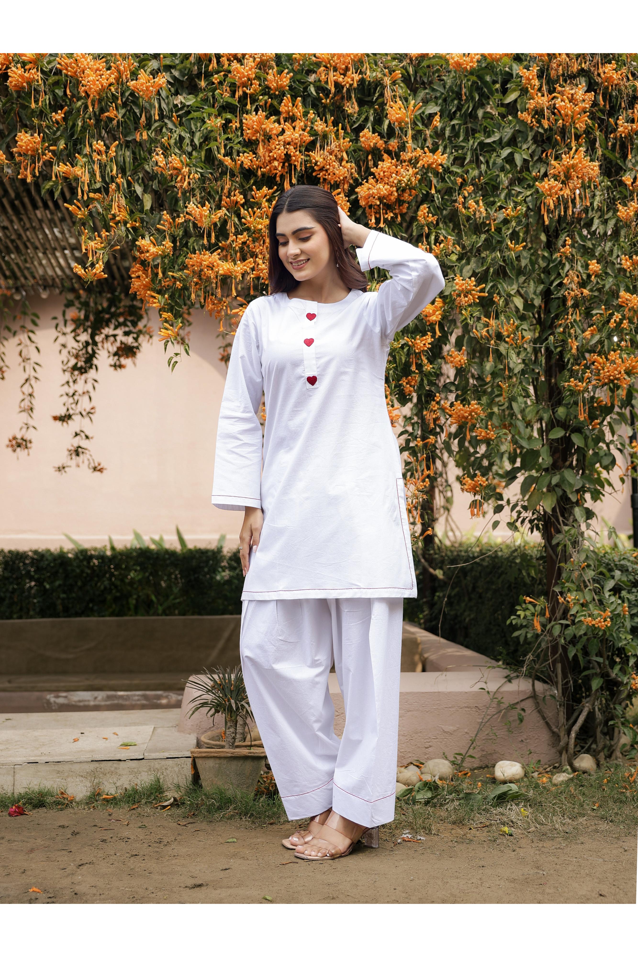 AABROO – WHITE | Premium Cotton Poplin Kurta Set