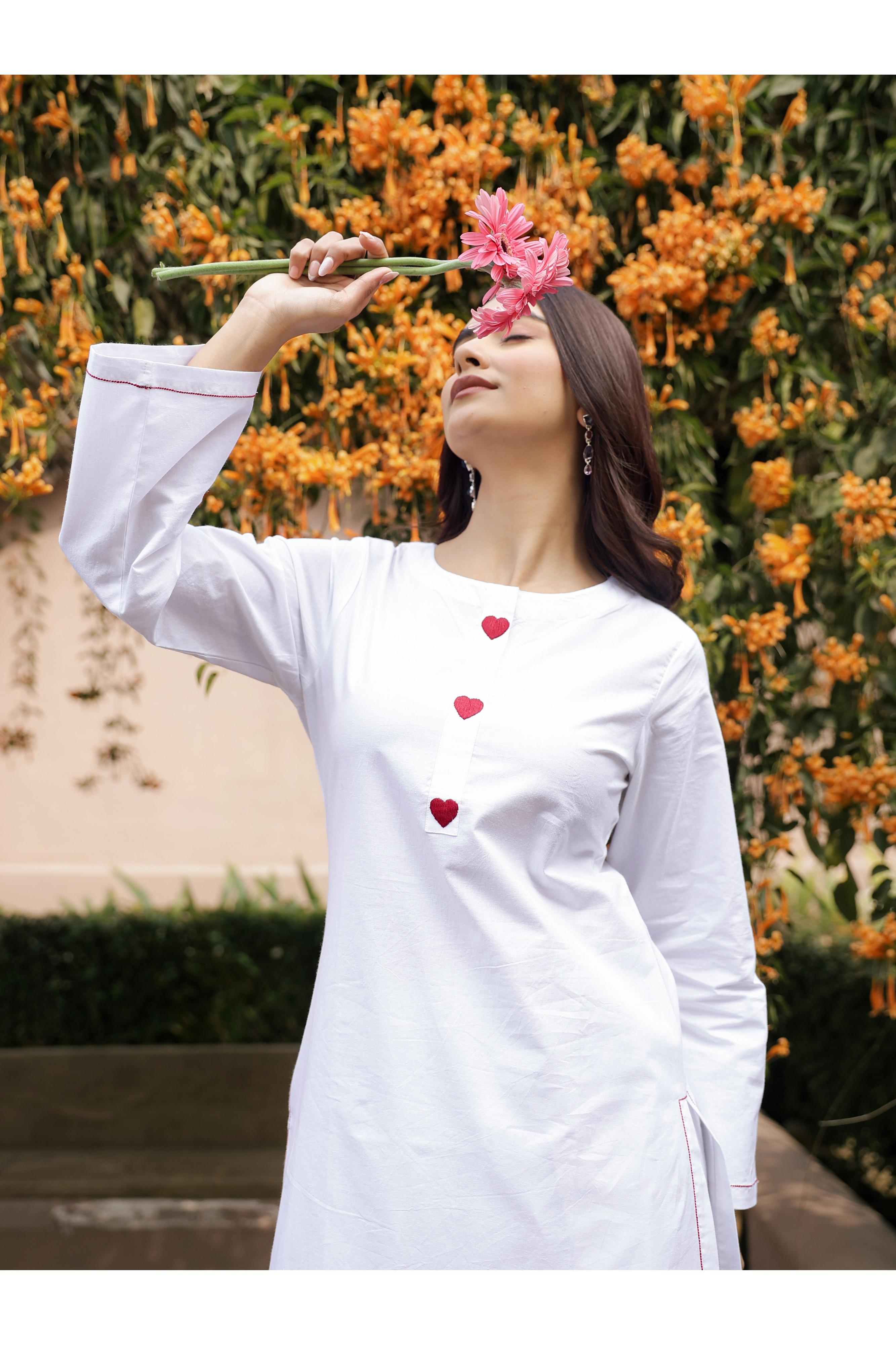 AABROO – WHITE | Premium Cotton Poplin Kurta Set