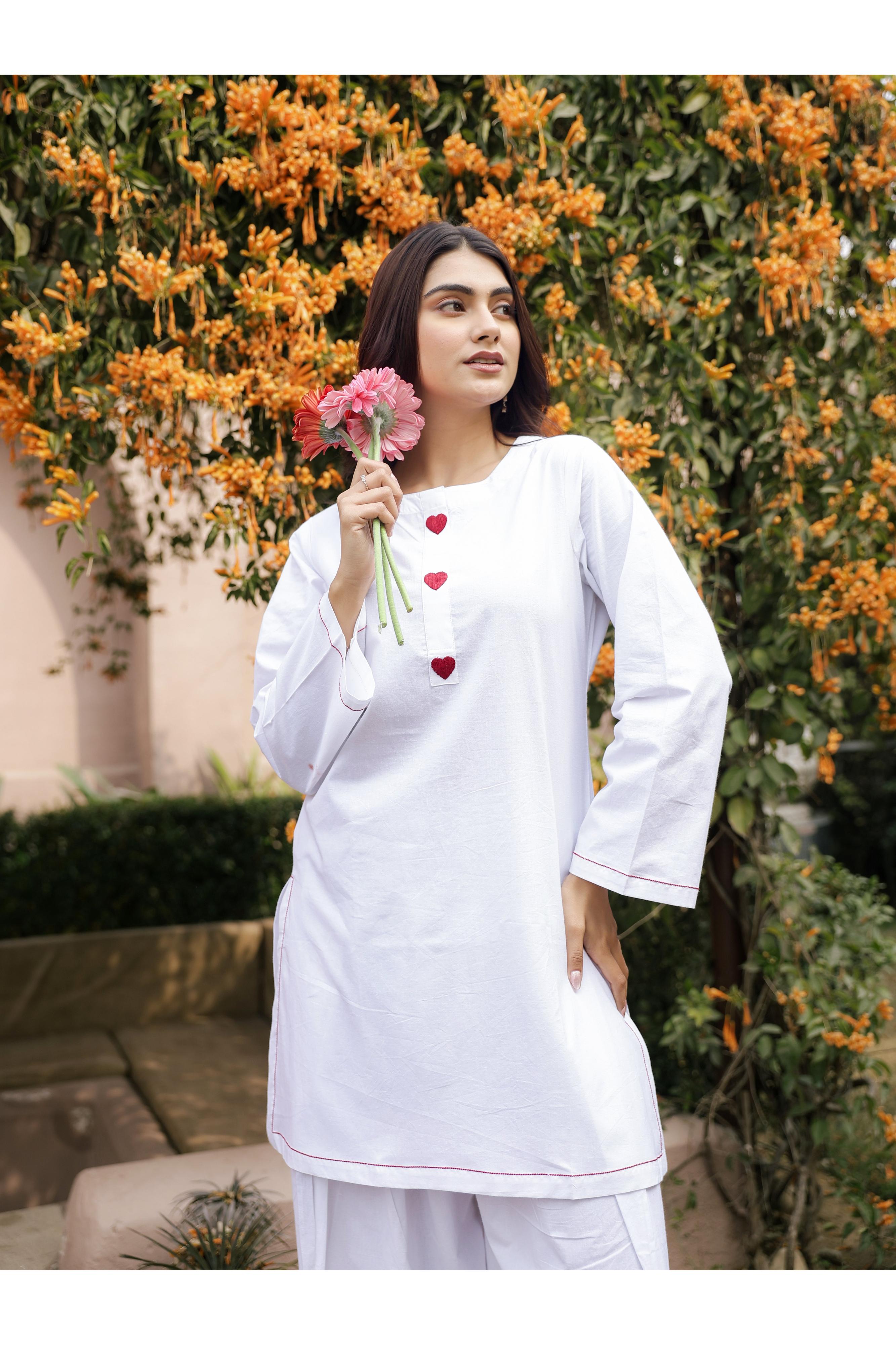 AABROO – WHITE | Premium Cotton Poplin Kurta Set