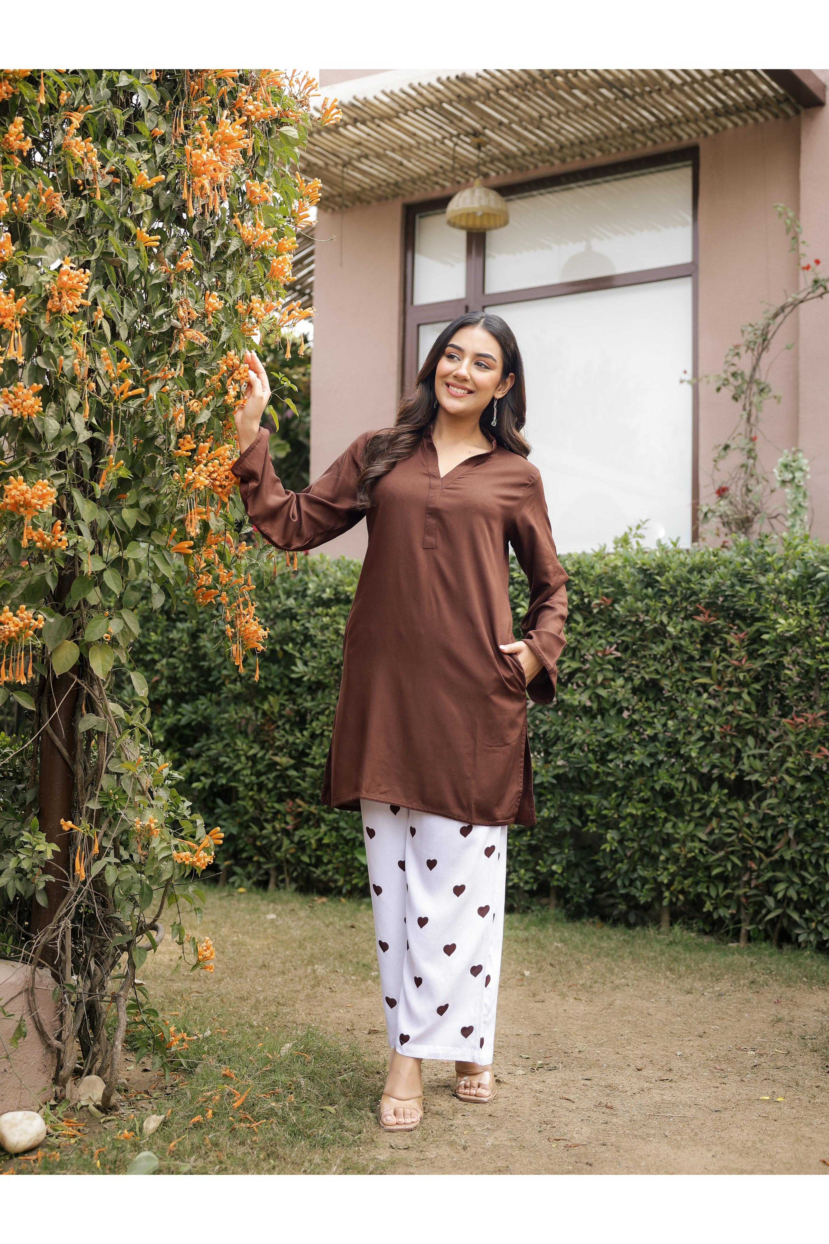 MASTANI – BROWN | Rayon Co-ord Set