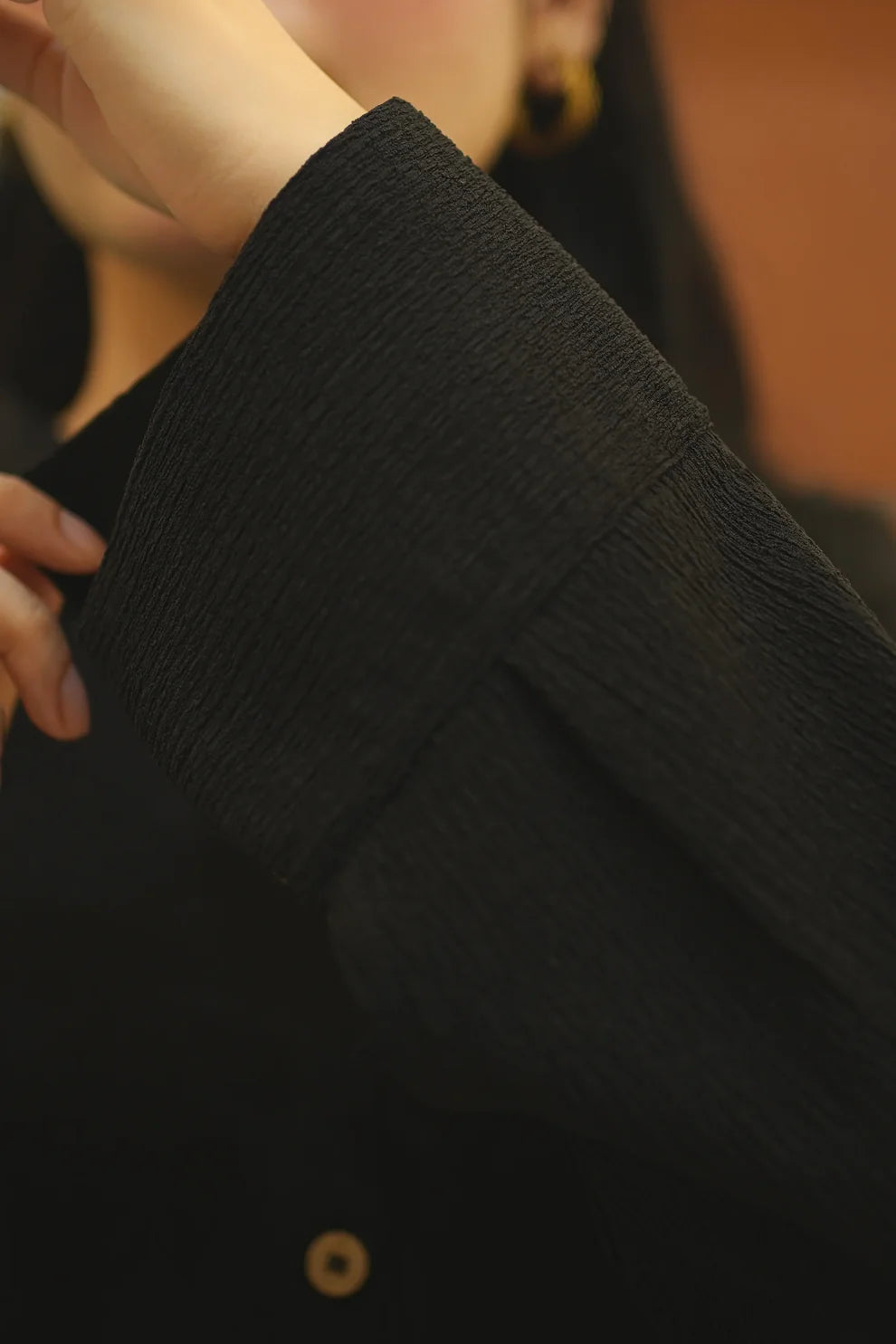 "Zenia" – Midnight Black Premium Textured Co-ord Set with High-Low Tunic