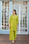 "Zoya" — Lime Green Premium Rayon Minimalist Co-ord Set