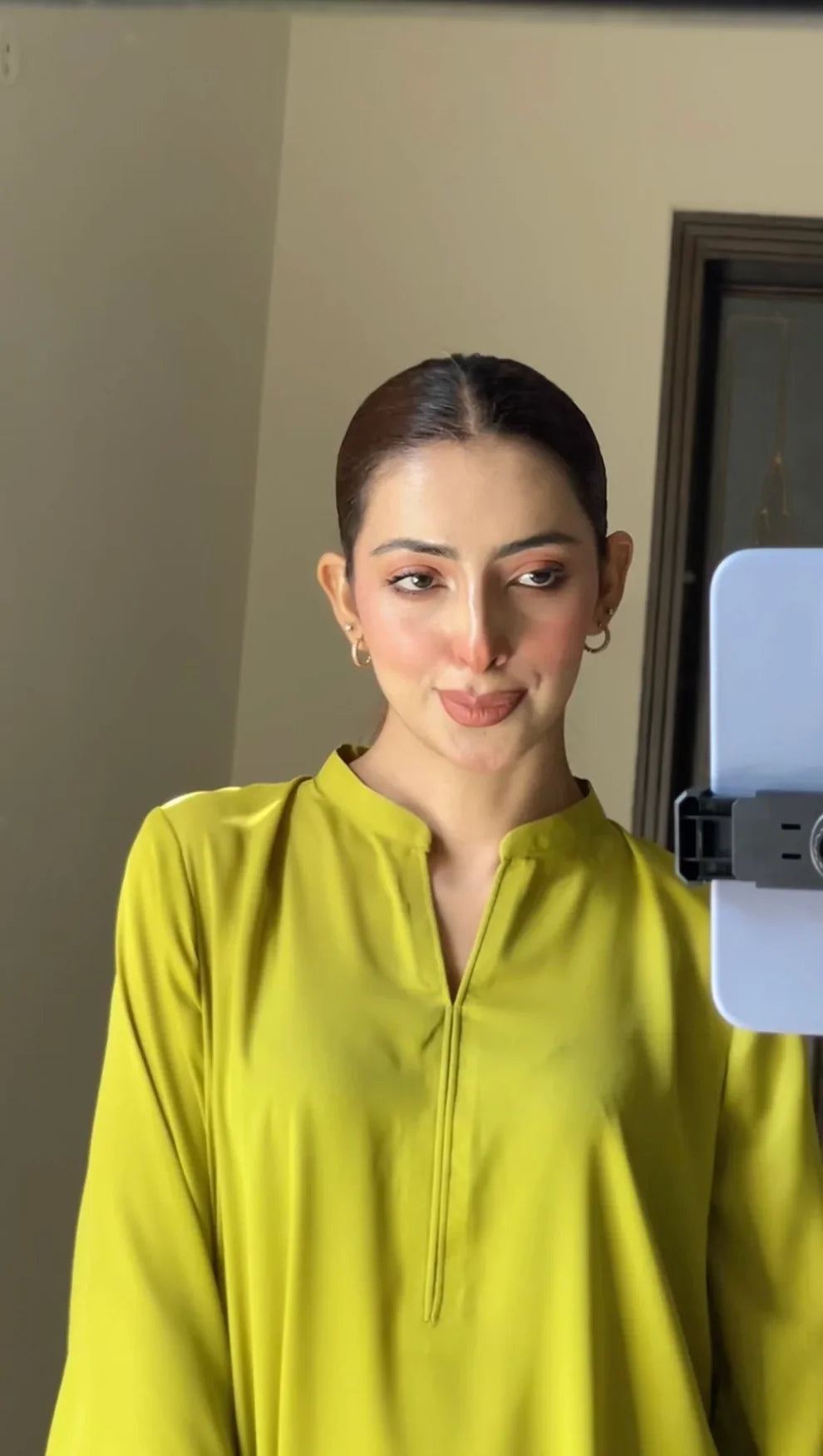 "Zoya" — Lime Green Premium Rayon Minimalist Co-ord Set